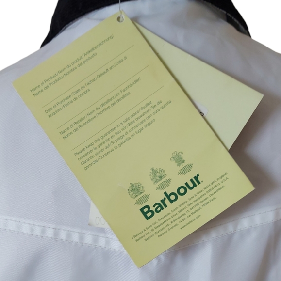 BNWT Barbour Womens White Rain Jacket UK Size 12 Lightweight Union Jack Lining. - Picture 9 of 16